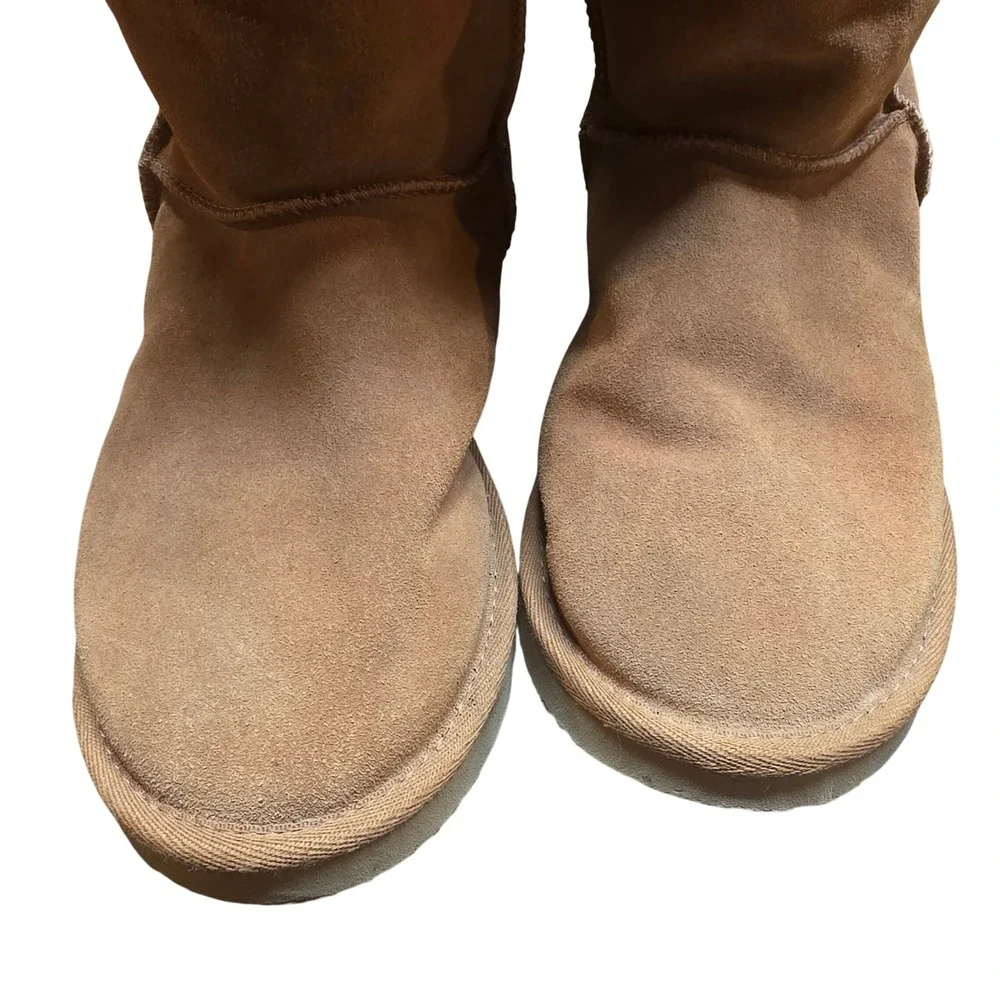 Ukala Sydney Women 8 Tall Suede Sheepskin Boot Tan Lace Up Back Merino Wool